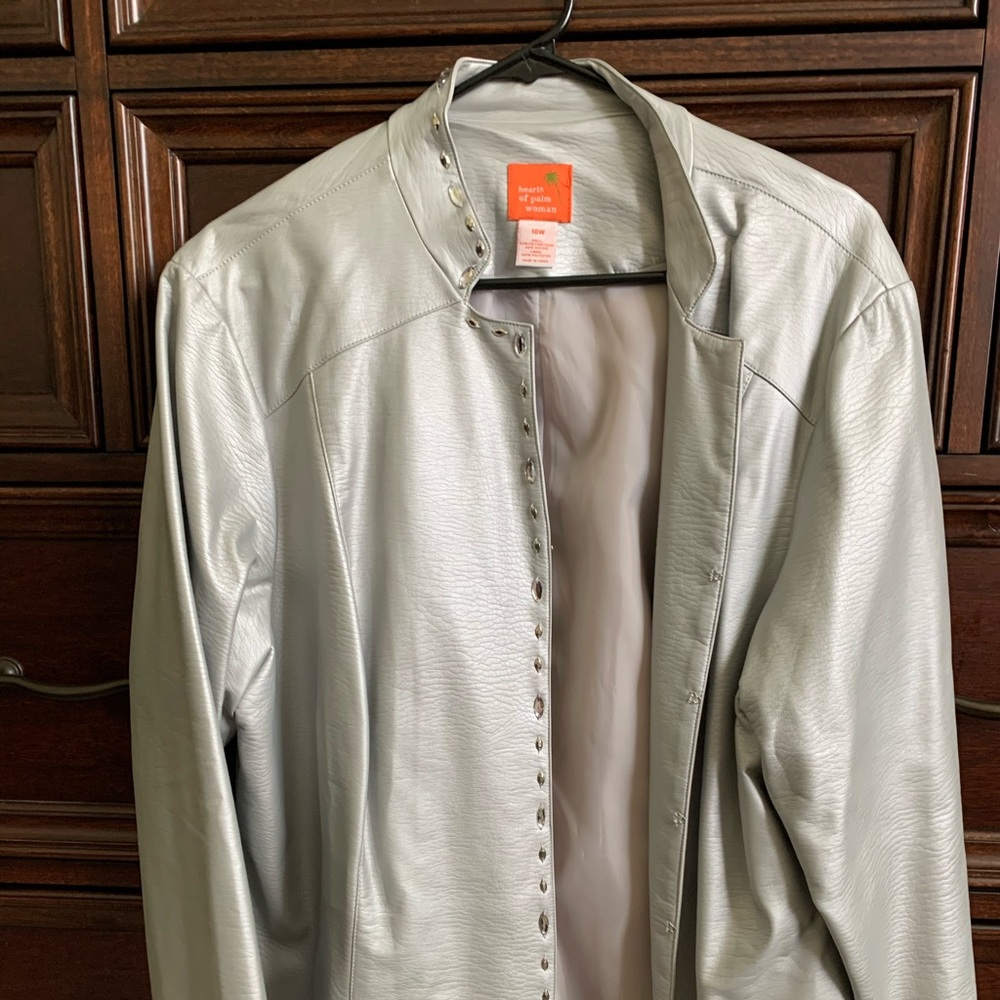 FAUX LEATHER SILVER JACKET